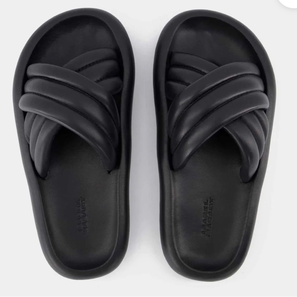 Isabel Marant Black Leather Niloo Puffy Sandal NWT - Picture 2 of 11